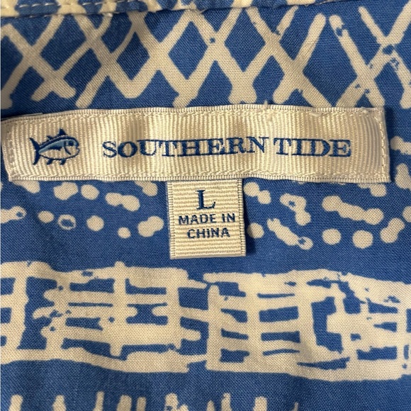 Southern Tide Large Casey Island Batik TUnic Henley pullover blue top blouse - Picture 12 of 16